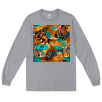 Heather Grey cowboy rodeo seamless pattern Long Sleeve Tee - BundleAndBundleShop
