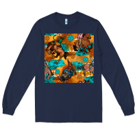 Navy cowboy rodeo seamless pattern Long Sleeve Tee - BundleAndBundleShop