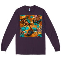 Plum cowboy rodeo seamless pattern Long Sleeve Tee - BundleAndBundleShop