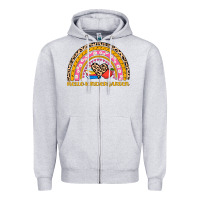 Heather Grey back to school rainbow hello kindergarten Zipper Hoodie - AdoDesignShop