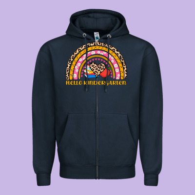 Back To School Rainbow Hello Kindergarten Zipper Hoodie Designed By Adodesignshop