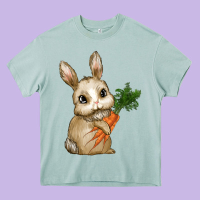 Happy Easter With Bunny And Carrot Heavy Core Tee Designed By Ranaportraitstore