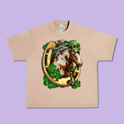 Horse With Horseshoe St Patricks Day Urban Heavy Tee Designed By Fadigitalartstudio