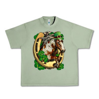 Oil Green Horse with horseshoe st patricks day Urban Heavy Tee - FaDigitalArtStudio
