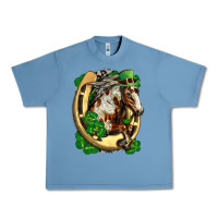 Pebble Blue Horse with horseshoe st patricks day Urban Heavy Tee - FaDigitalArtStudio