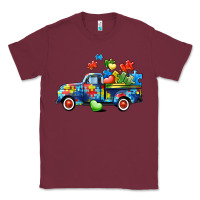 Burgundy Autism truck Classic Tee - CowGirlArtShop
