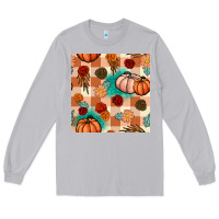 Moon Dust floral pumpkins seamless pattern Long Sleeve Tee - BundleAndBundleShop