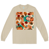 Mushroom floral pumpkins seamless pattern Long Sleeve Tee - BundleAndBundleShop