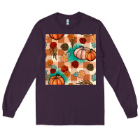 Plum floral pumpkins seamless pattern Long Sleeve Tee - BundleAndBundleShop