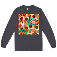 Smoke floral pumpkins seamless pattern Long Sleeve Tee - BundleAndBundleShop