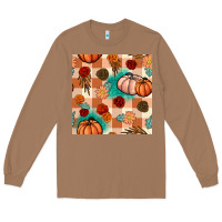 Toasted Coconut floral pumpkins seamless pattern Long Sleeve Tee - BundleAndBundleShop