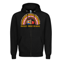 Black back to school rainbow hello first grade Zipper Hoodie - AdoDesignShop