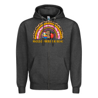 Charcoal Heather back to school rainbow hello first grade Zipper Hoodie - AdoDesignShop