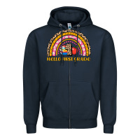 Navy back to school rainbow hello first grade Zipper Hoodie - AdoDesignShop