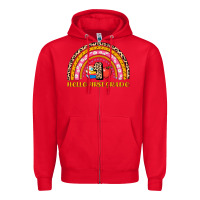 Red back to school rainbow hello first grade Zipper Hoodie - AdoDesignShop
