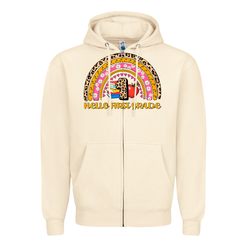 Back To School Rainbow Hello First Grade Zipper Hoodie by AdoDesignShop | Teevron