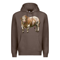 Coffee simmental bull Premium Hoodie - LillyAllenDesigns