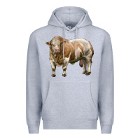 Heather Grey simmental bull Premium Hoodie - LillyAllenDesigns