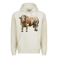 Oatmeal Heather simmental bull Premium Hoodie - LillyAllenDesigns