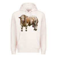 Pale Pink simmental bull Premium Hoodie - LillyAllenDesigns
