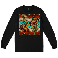 Black native american aztec seamless pattern 5 Long Sleeve Tee - BundleAndBundleShop