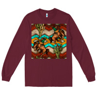 Burgundy native american aztec seamless pattern 5 Long Sleeve Tee - BundleAndBundleShop