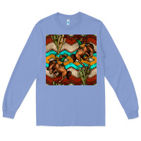 Colony Blue native american aztec seamless pattern 5 Long Sleeve Tee - BundleAndBundleShop