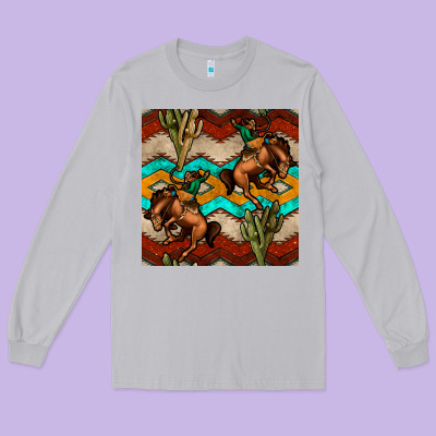 Native American Aztec Seamless Pattern 5 Long Sleeve Tee Designed By Bundleandbundleshop
