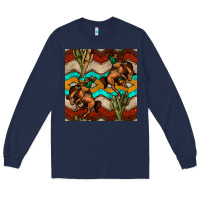 Navy native american aztec seamless pattern 5 Long Sleeve Tee - BundleAndBundleShop