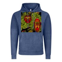 Vintage Denim african masks and monstera leaf seamless pattern Vintage Hoodie - BundleAndBundleShop