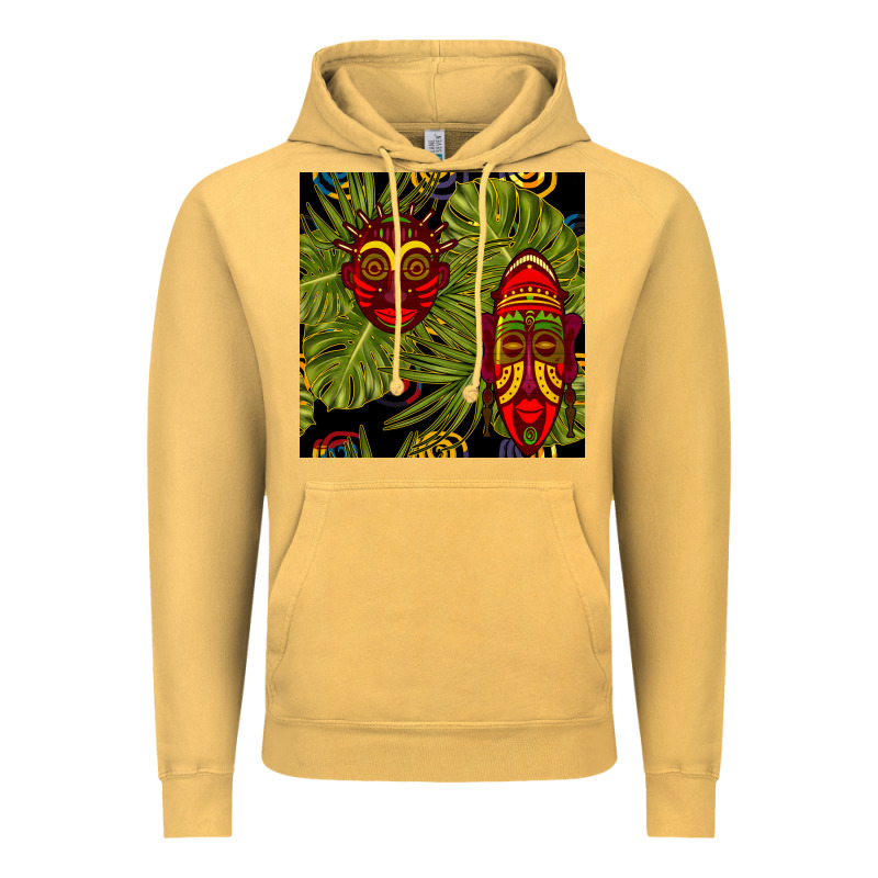 African Masks And Monstera Leaf Seamless Pattern Vintage Hoodie by BundleAndBundleShop | Teevron