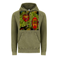 Vintage Olive african masks and monstera leaf seamless pattern Vintage Hoodie - BundleAndBundleShop