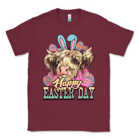 Burgundy Happy Easter Day cow Classic Tee - HowdyJamesFarm