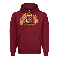 Burgundy back to school rainbow hello second grade Zipper Hoodie - AdoDesignShop