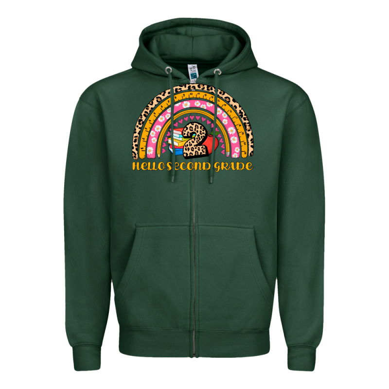 Back To School Rainbow Hello Second Grade Zipper Hoodie by AdoDesignShop | Teevron