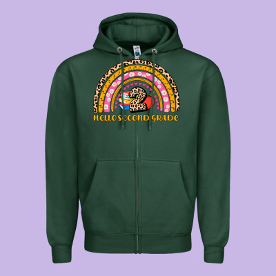 Back To School Rainbow Hello Second Grade Zipper Hoodie Designed By Adodesignshop