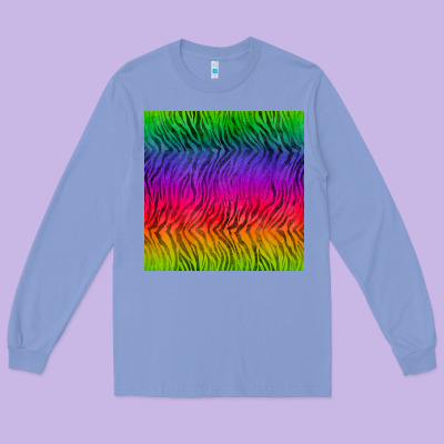 Colorful Tiger Seamless Pattern Long Sleeve Tee Designed By Bundleandbundleshop
