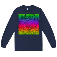 Navy colorful tiger seamless pattern Long Sleeve Tee - BundleAndBundleShop