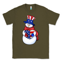 Army Green Patriotic snowman 4th of july Classic Tee - HowdyJamesFarm