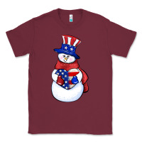 Burgundy Patriotic snowman 4th of july Classic Tee - HowdyJamesFarm