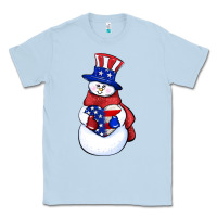 Dusty Blue Patriotic snowman 4th of july Classic Tee - HowdyJamesFarm