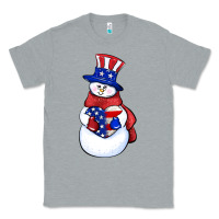 Heather Grey Patriotic snowman 4th of july Classic Tee - HowdyJamesFarm