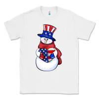White Patriotic snowman 4th of july Classic Tee - HowdyJamesFarm