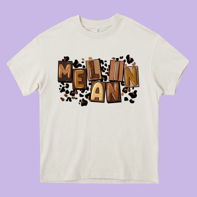 Melanin With Leopard Heavy Core Tee Designed By Cowgirlartshop