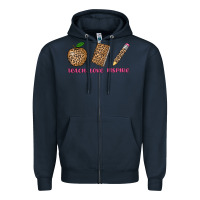 Navy teach love inspire leopard Zipper Hoodie - AdoDesignShop