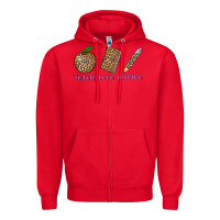 Red teach love inspire leopard Zipper Hoodie - AdoDesignShop