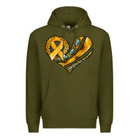 Army Green childhood cancer awareness heart Premium Hoodie - Jasminsmagicworld