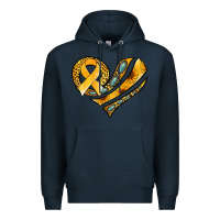 Navy childhood cancer awareness heart Premium Hoodie - Jasminsmagicworld