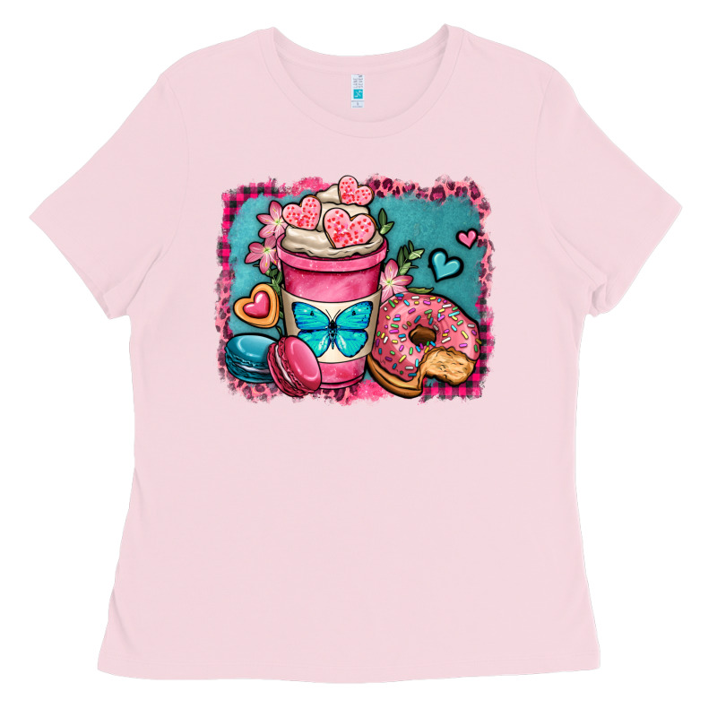 Valentines Day Coffee Cup And Sweets Ladies Tee by OliviaCreatesArt | Teevron