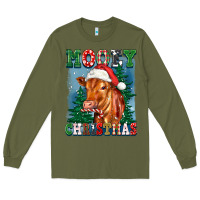 Army Green mooey christmas heifer Long Sleeve Tee - FaDigitalArtStudio
